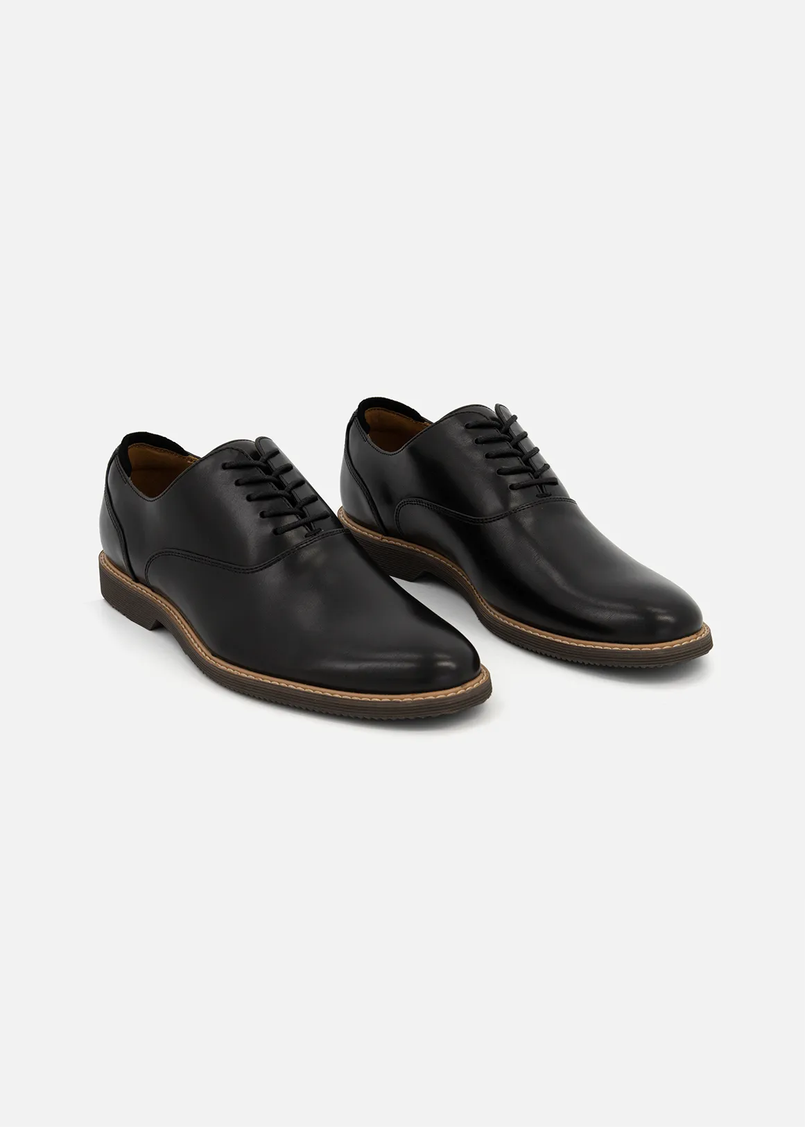 Topstitch Oxford Shoes - BLACK