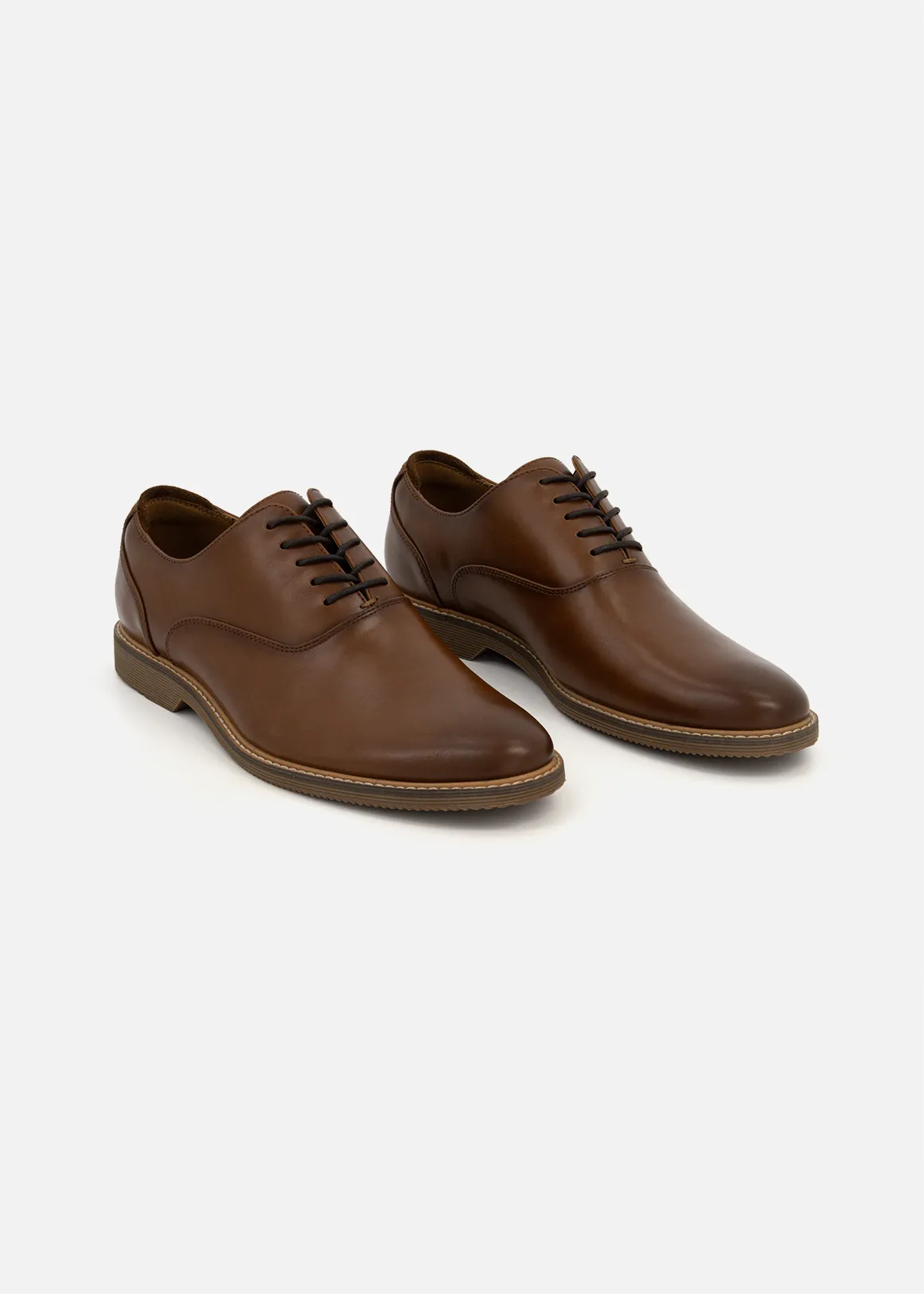 Topstitch Oxford Shoes - TAN
