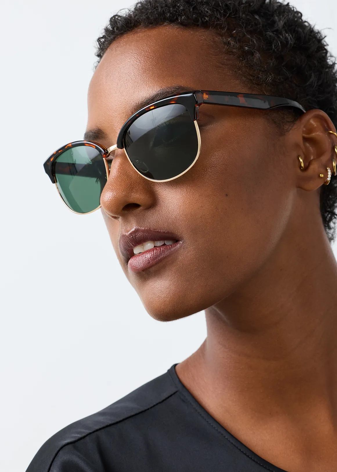 Tortoiseshell Browline Sunglasses - GOLD
