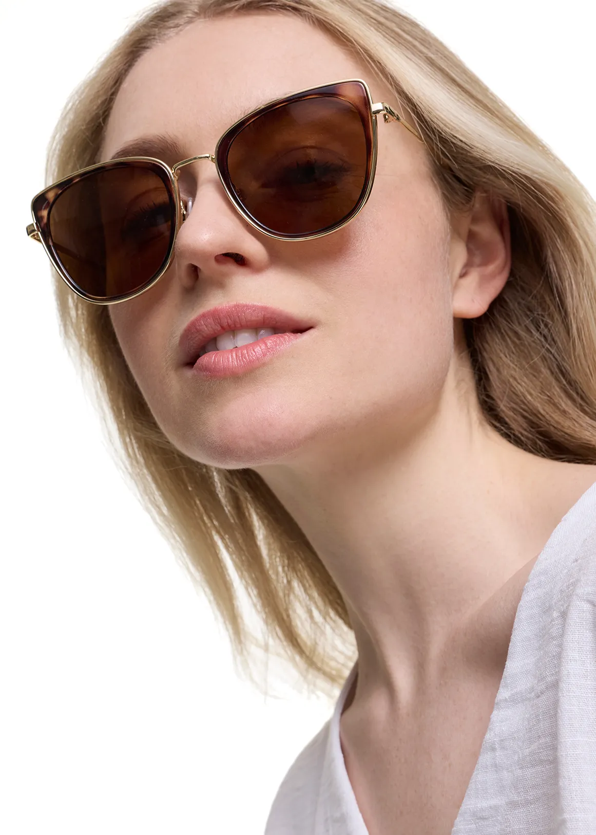 Tortoiseshell Metal Cat Eye Sunglasses - TORTOISE SHELL