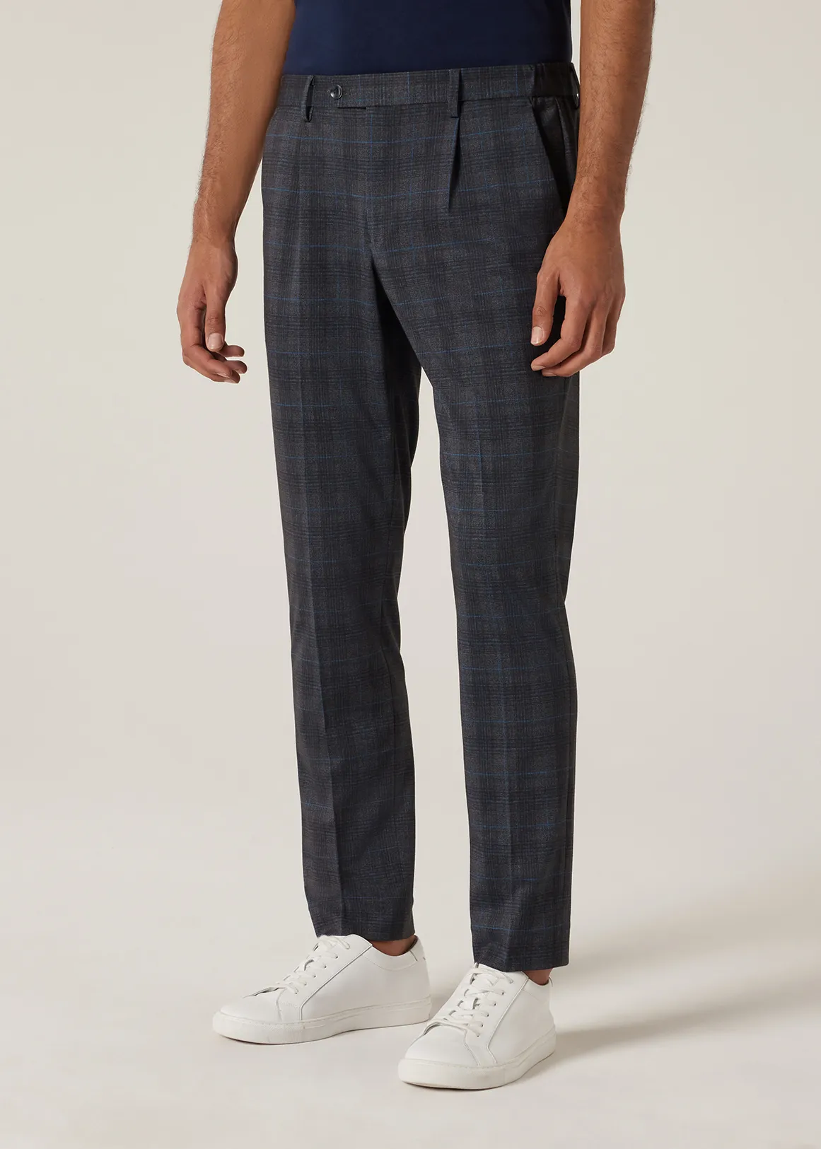 Travel Jersey Check Tailored Pant - CHARCOAL MARLE