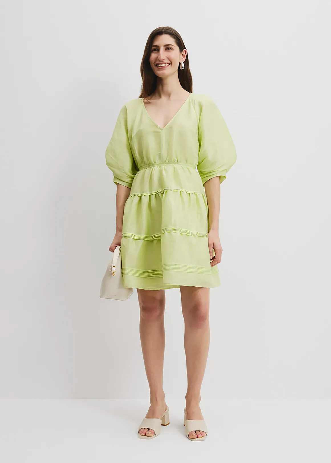 Tuck Detail Mini Dress - APPLE