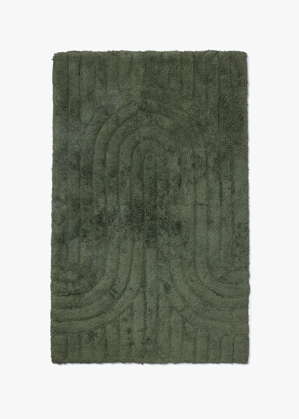 Tufted Curve Line Cotton Bath Mat 85x55cm - OLIVE