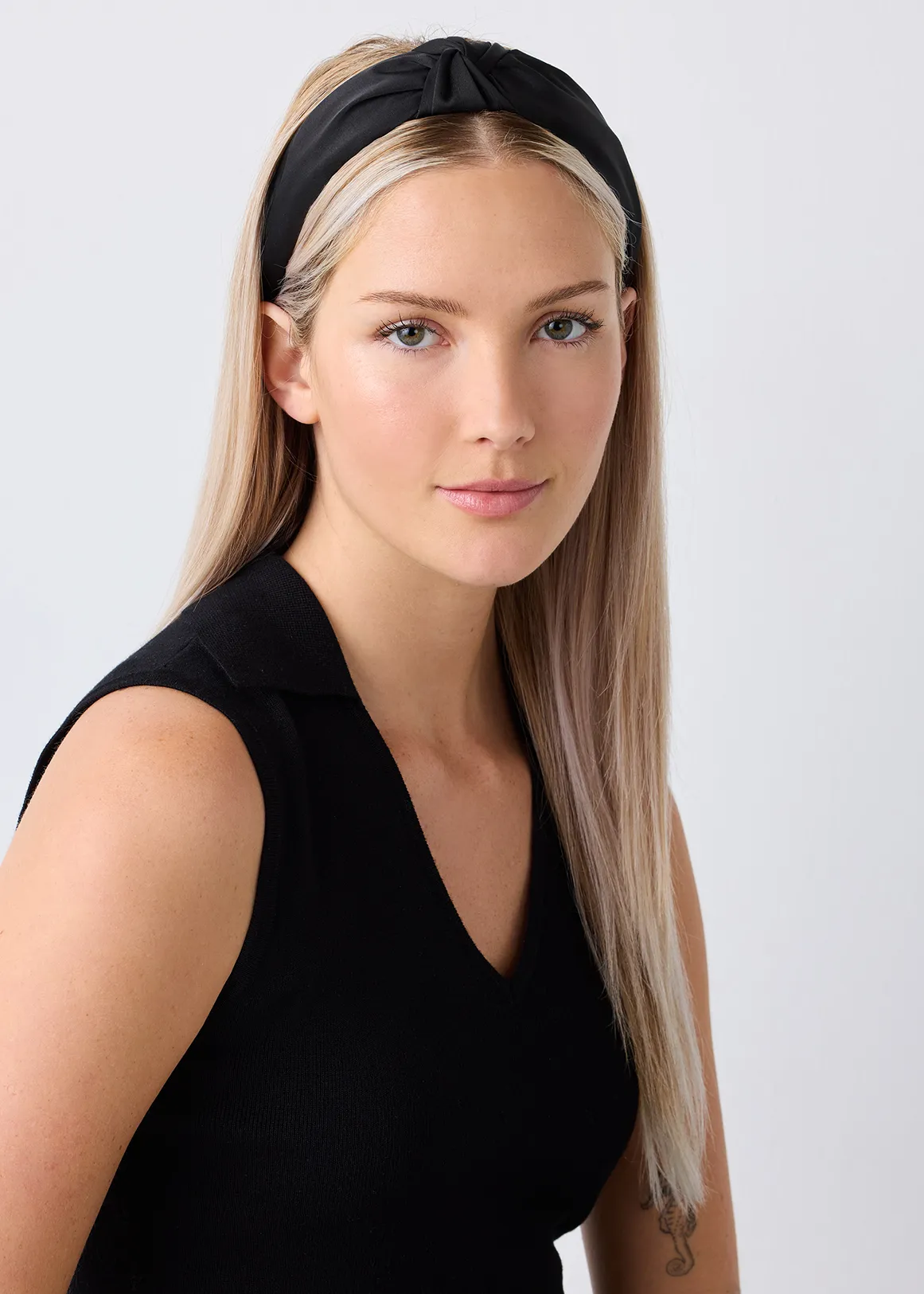 Twist Detail Satin Alice Band - BLACK
