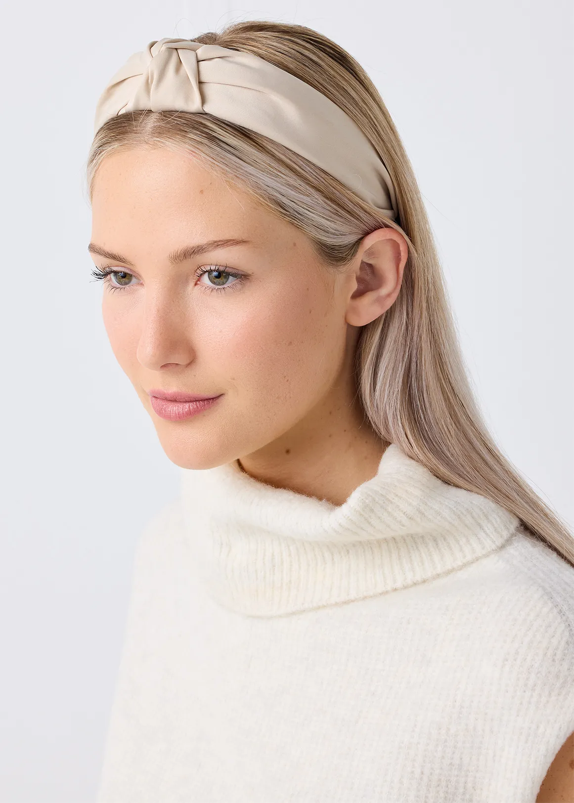 Twist Detail Satin Alice Band - NATURAL