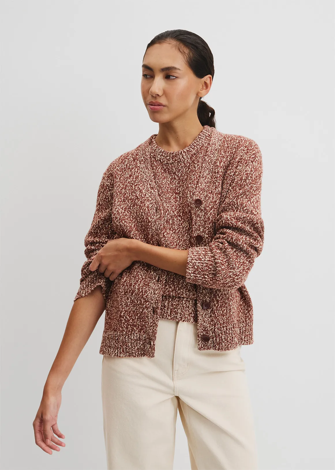 Twist Knit Cardigan - COGNAC TWIST