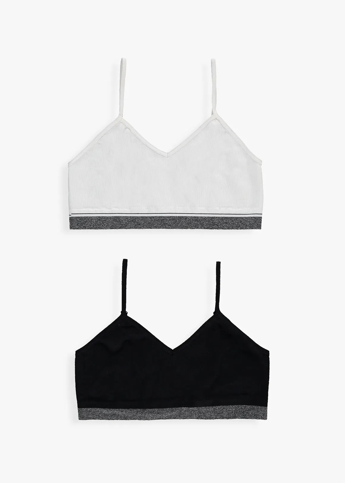Two Tone Unpadded Bras 2 Pack - X WHITE