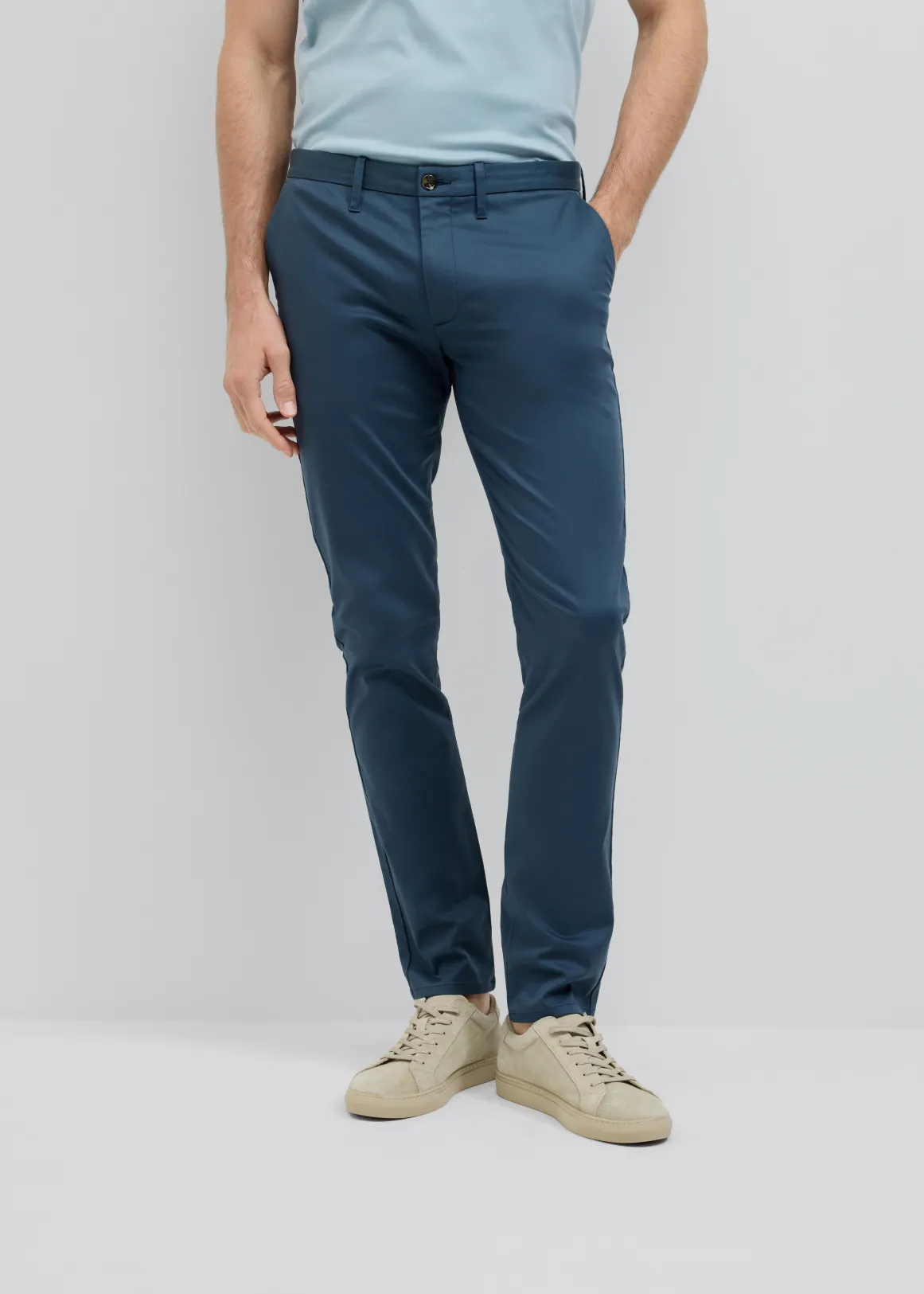 Ultra Slim Cotton Tencel Chino - STEEL BLUE