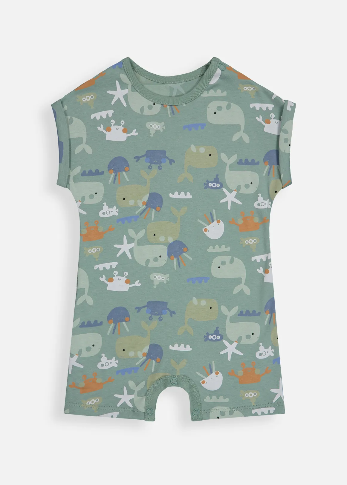 Under the Sea Cotton Romper - X GREEN