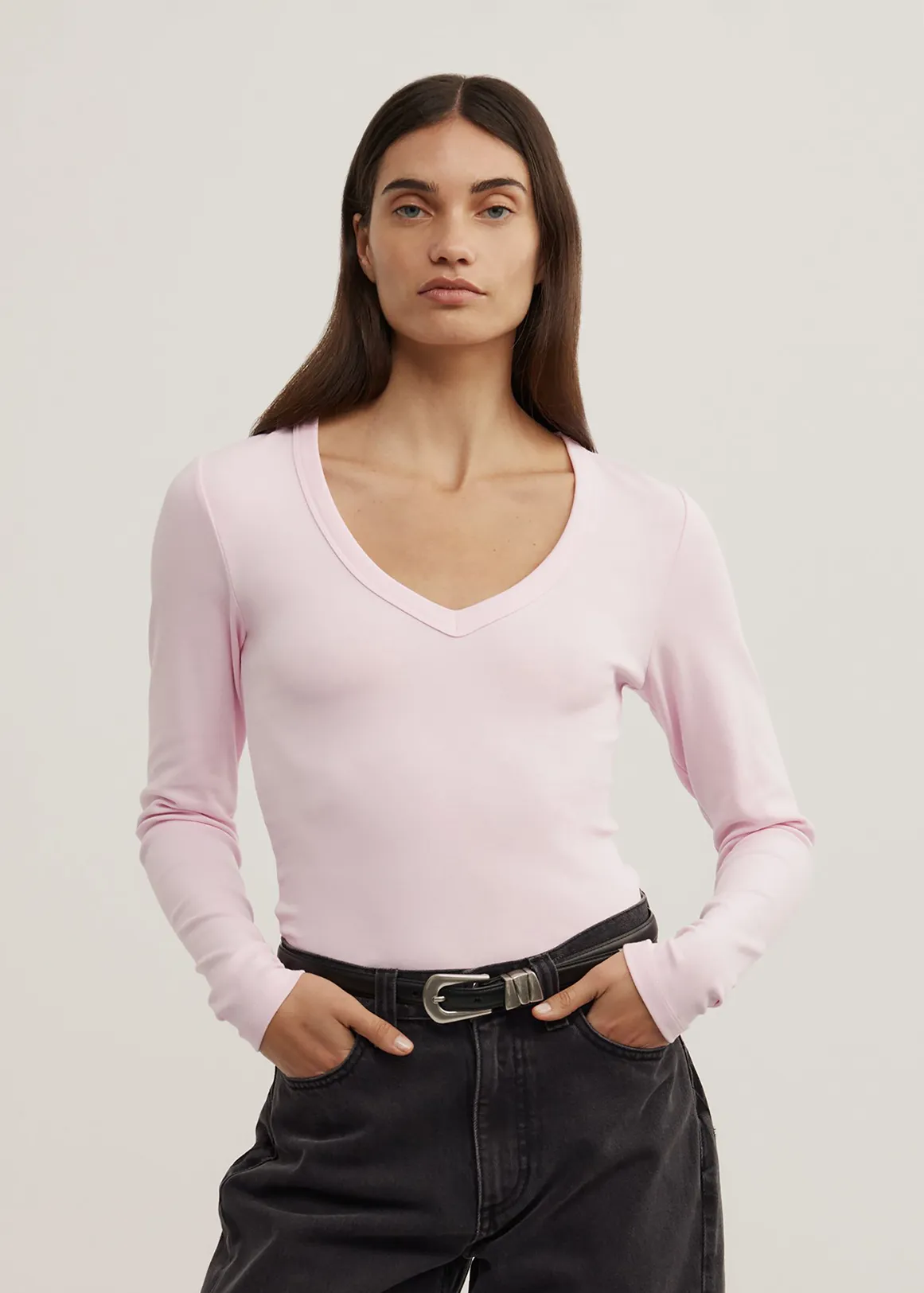 V-Neck Long Sleeve Top - BALLET