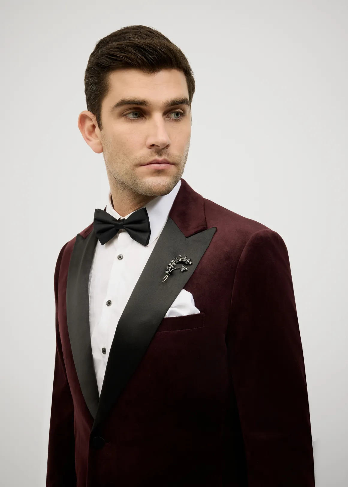 Velvet Black Tie Tuxedo - BURGUNDY