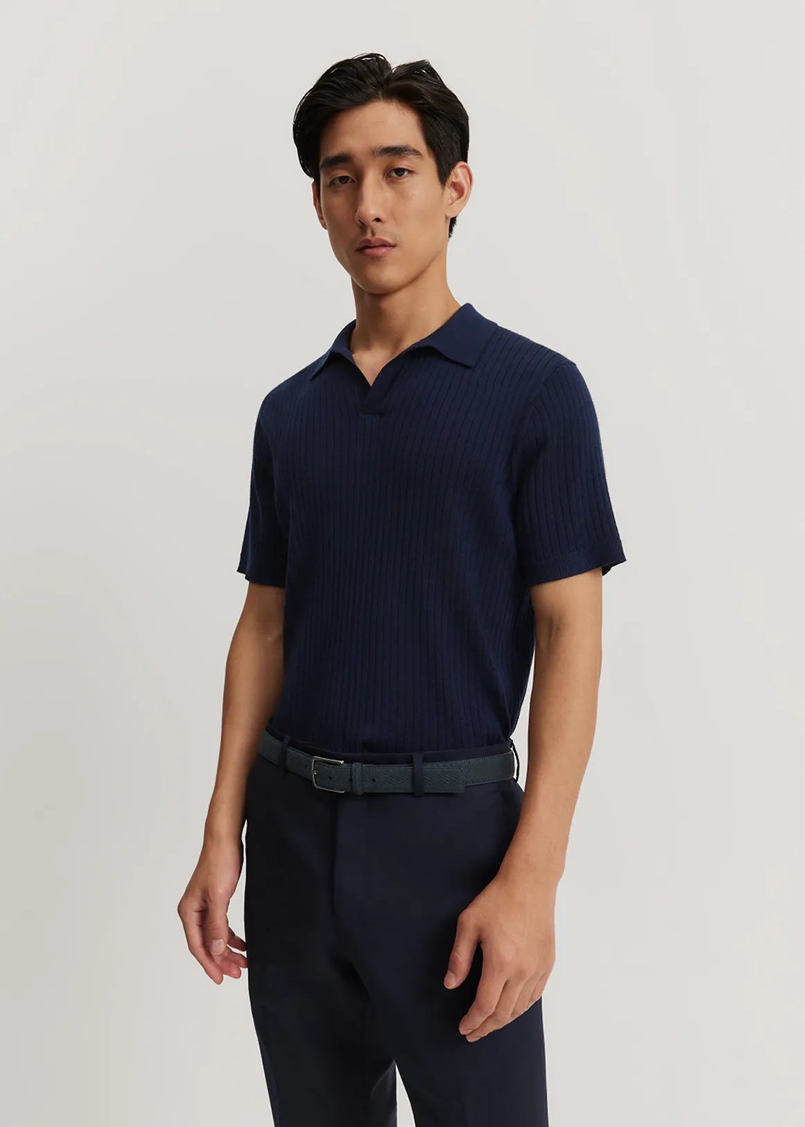 Verified Australian Merino Rib Trophy Polo - NAVY