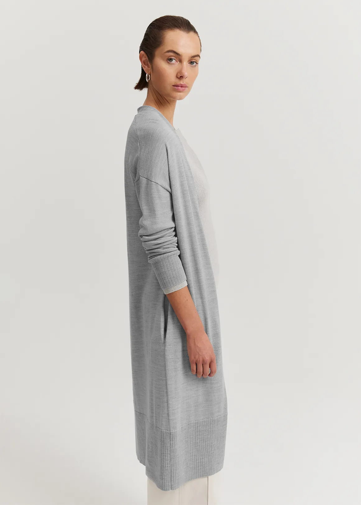 Verified Australian Merino Wool Cardigan - LIGHT GREY MARLE
