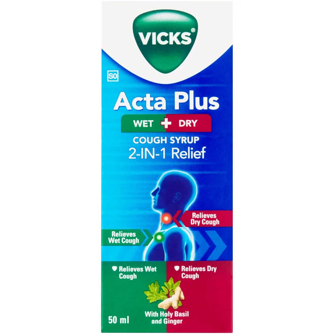 Vicks Acta Plus Wet and Dry Cough Syrup 50 ml