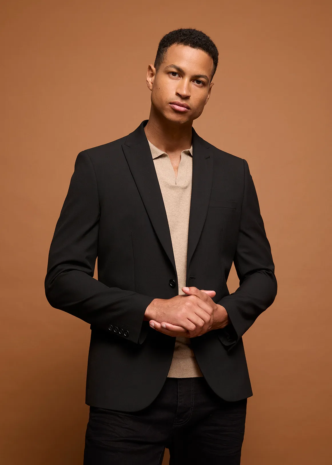 Viscose Blend Suit Jacket - BLACK