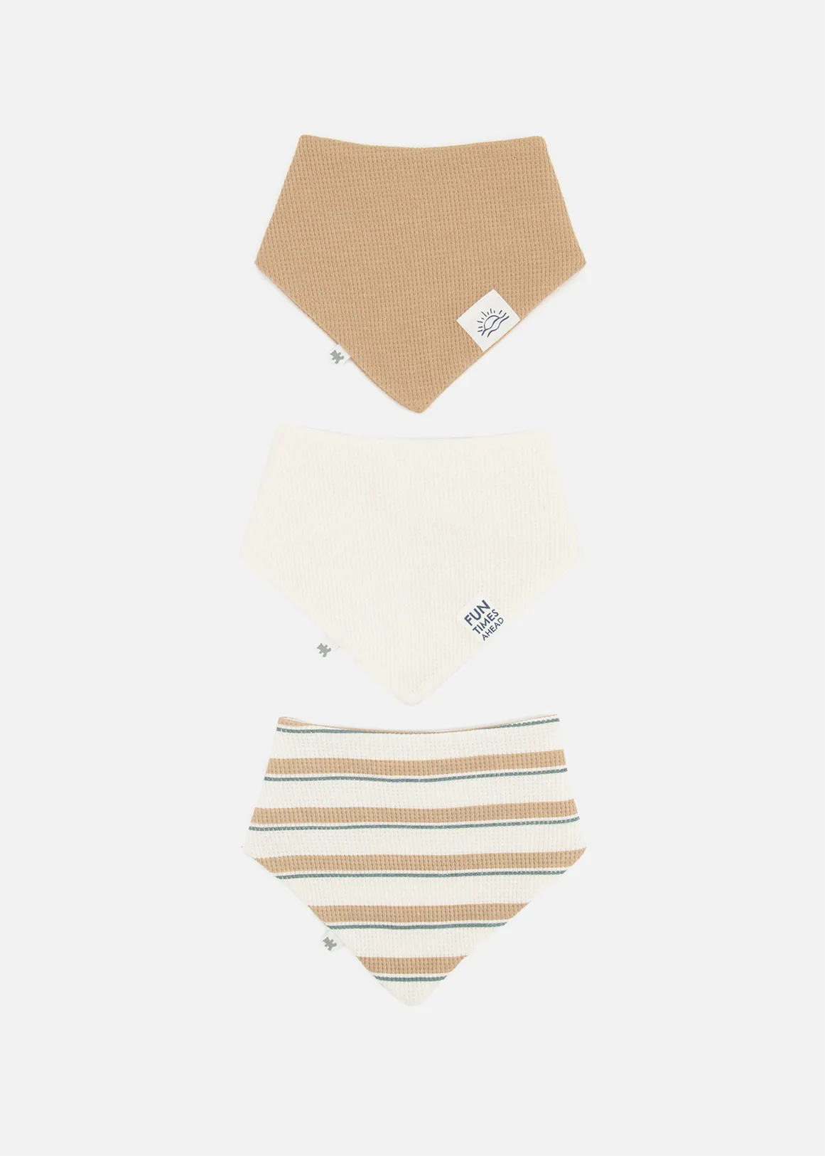 Waffle Cotton Hanky Bib 3 Pack - X NATURAL