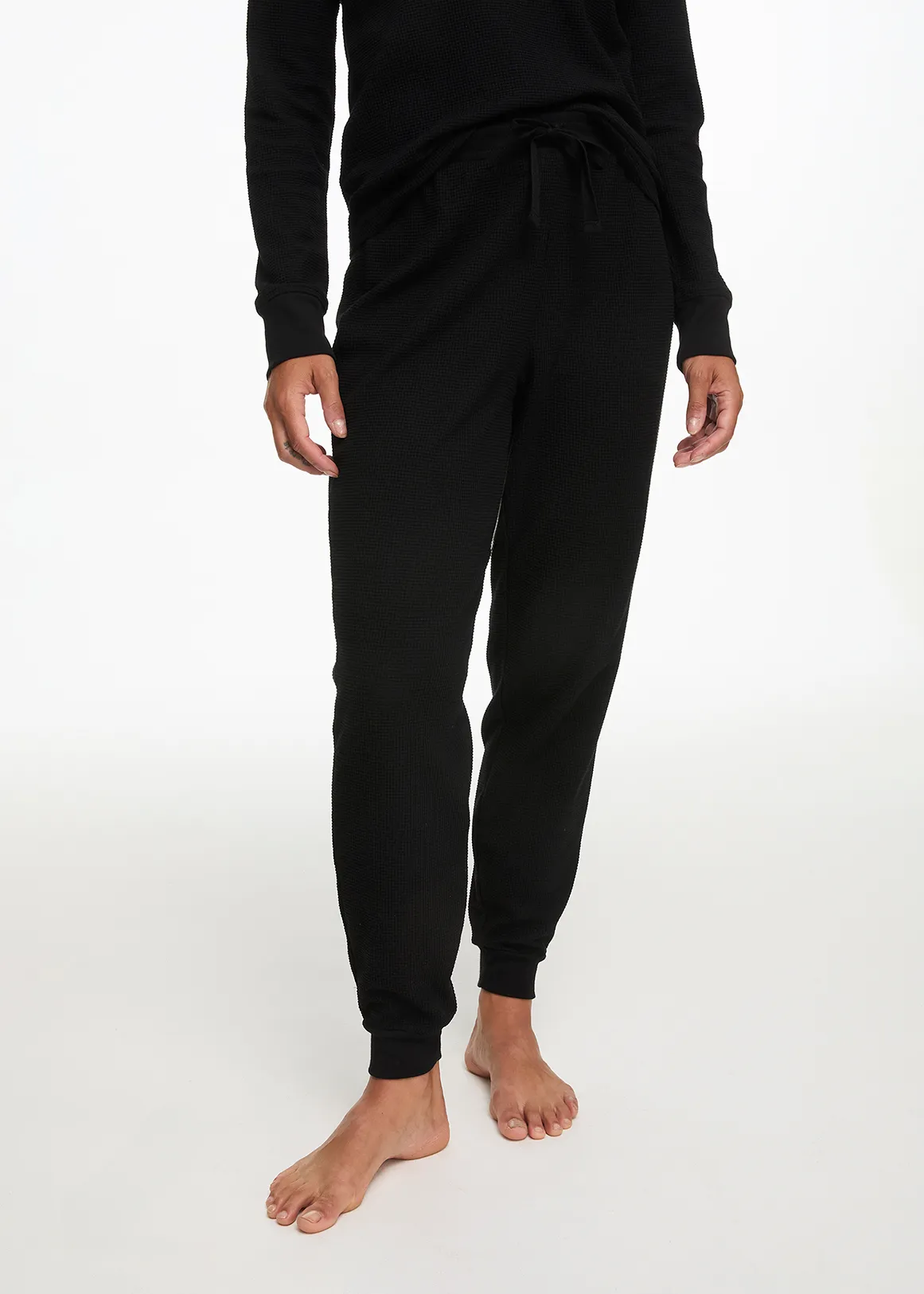 Waffle Sleep Joggers - BLACK