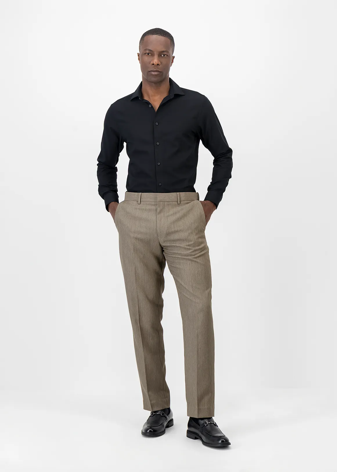 Waist-ease Flat Front Trousers - NATURAL
