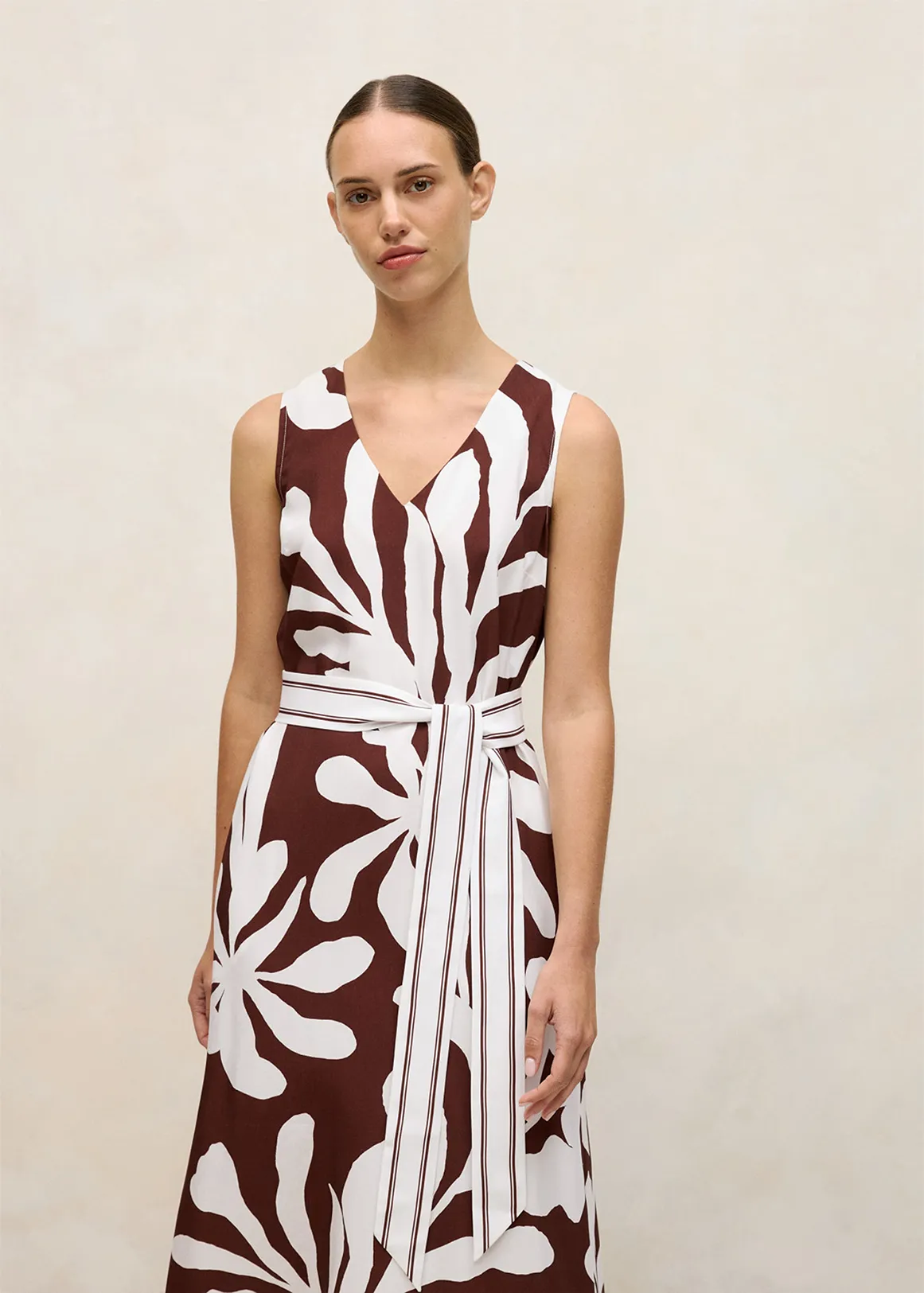 Wakame Belted Tank Dress - ESPRESSO