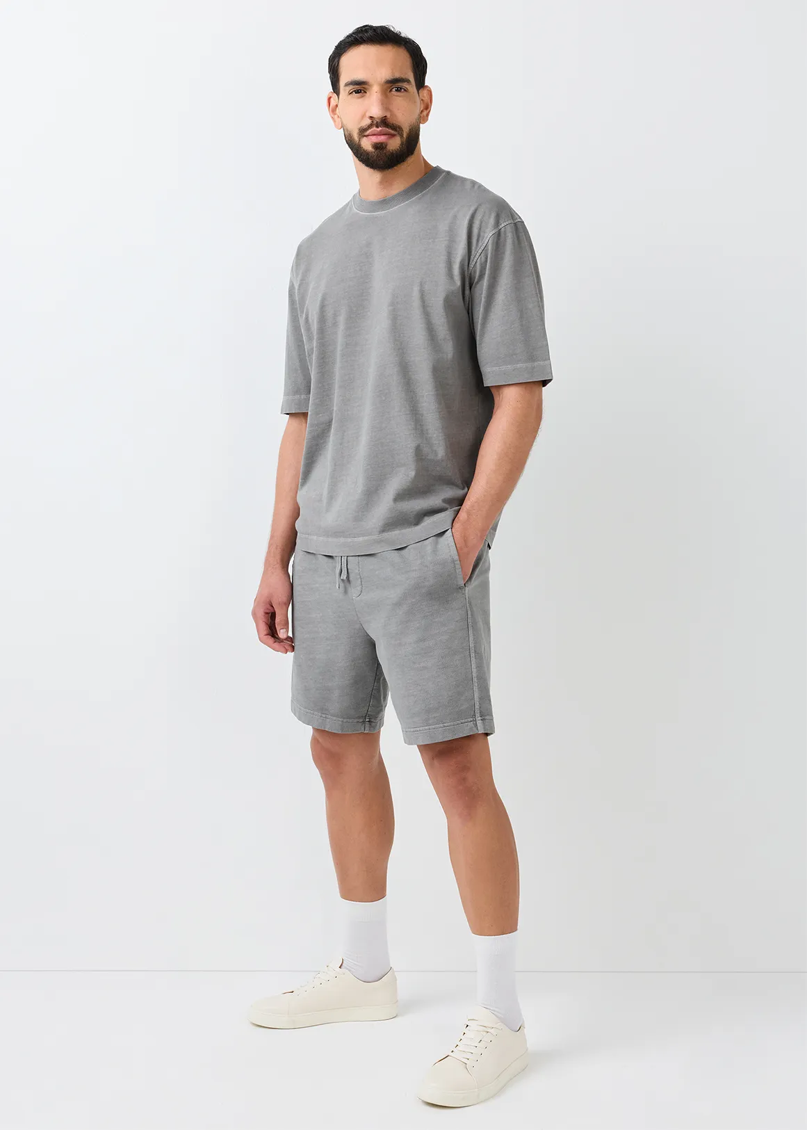 Washed Fleece Shorts - CHARCOAL