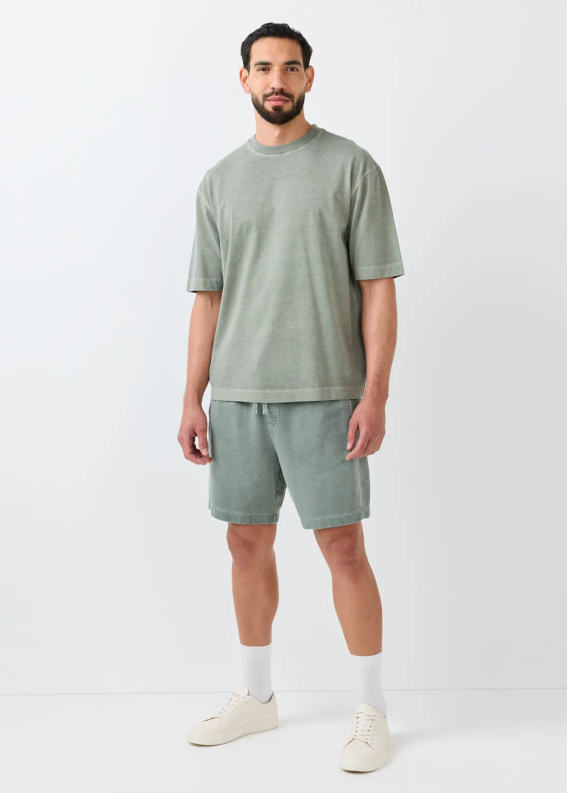 Washed Fleece Shorts - SAGE