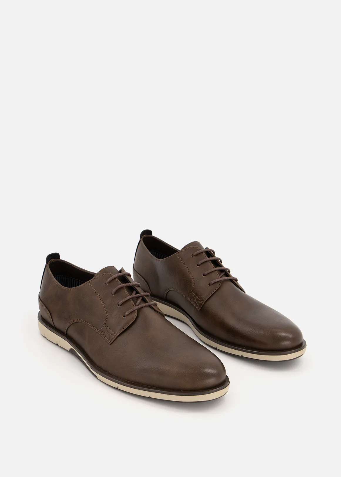 Wedge Derby Shoes - BROWN