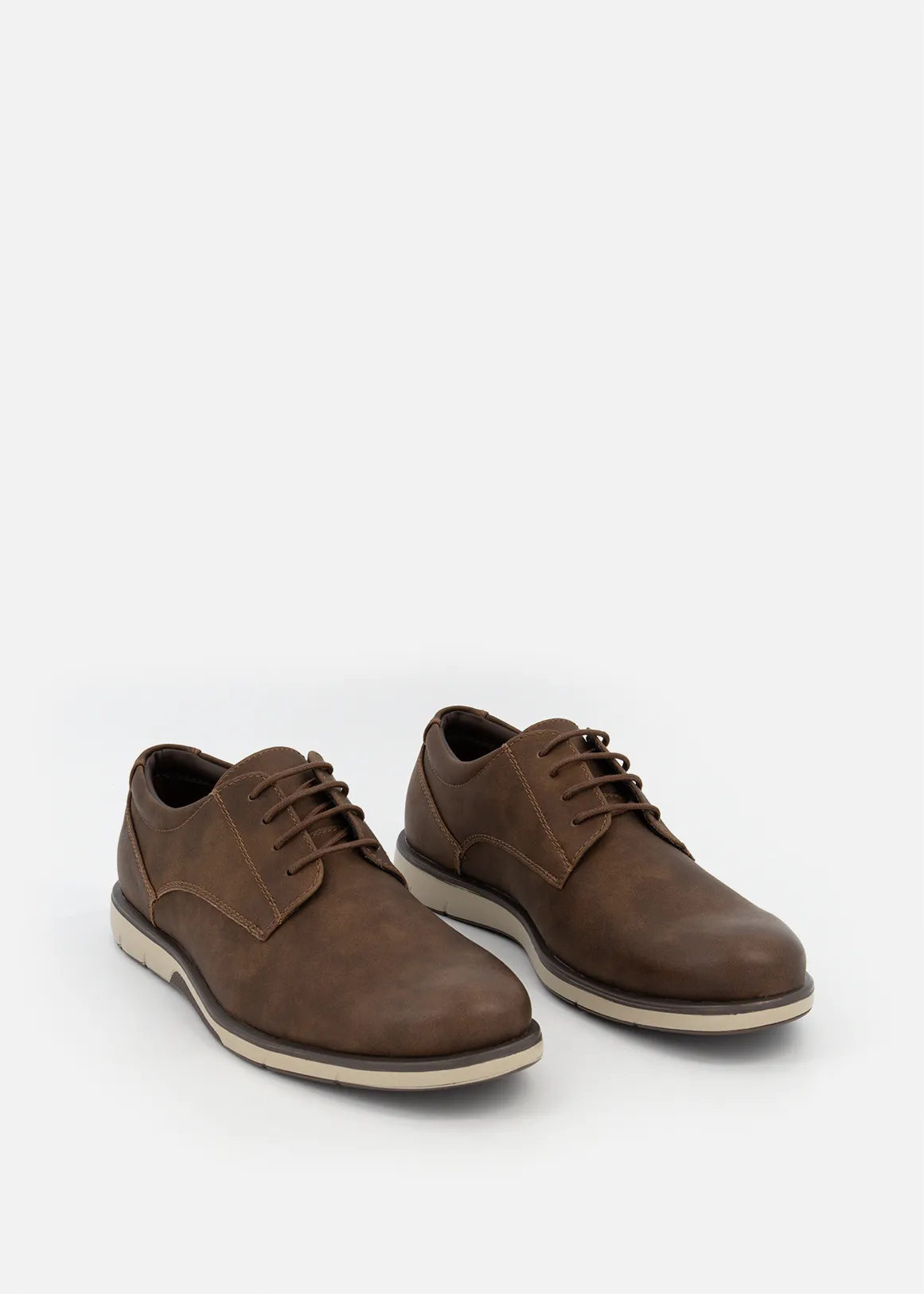 Wedge Derby Shoes - TAN