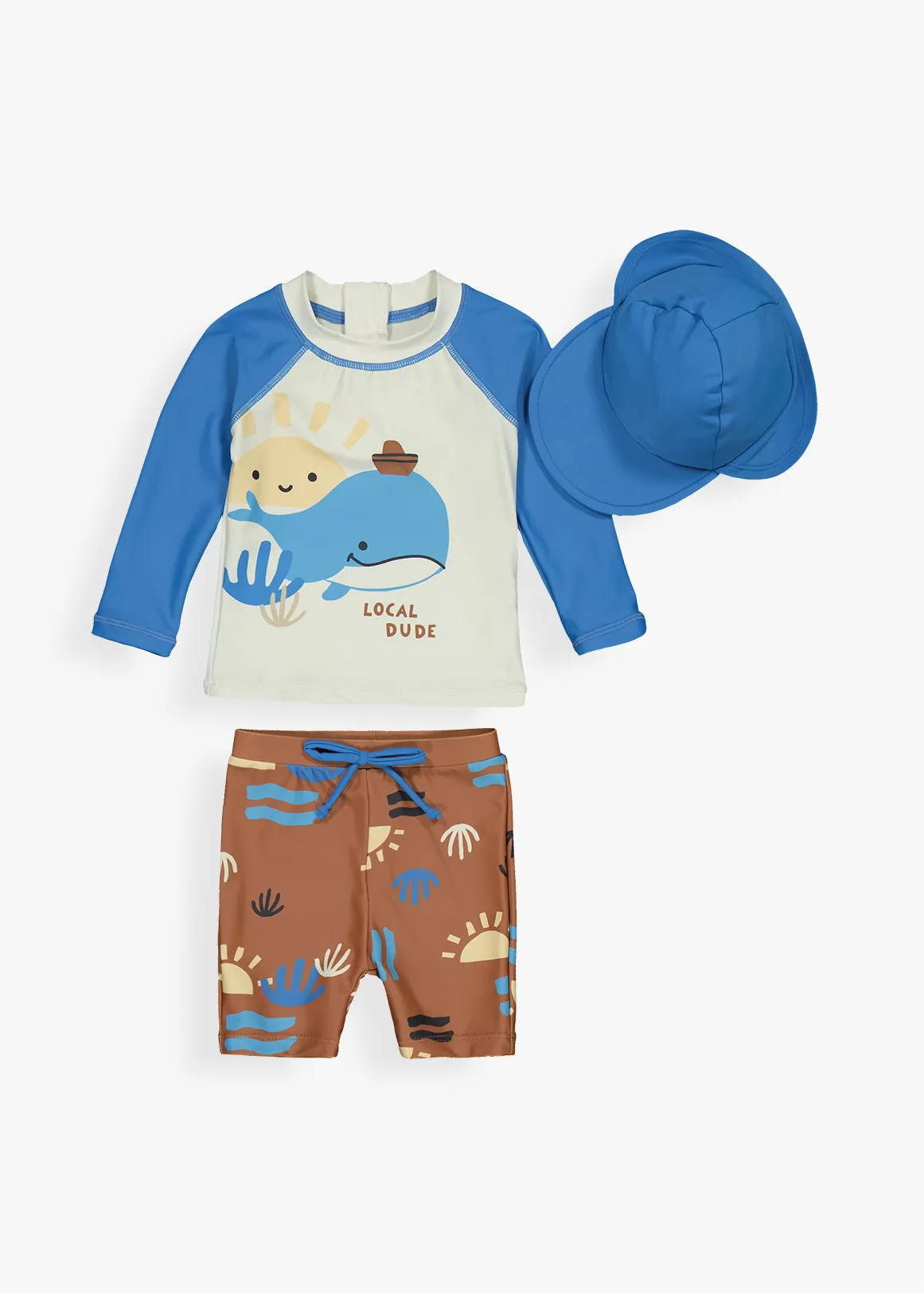 Whale UV Swimsuit Set 3 Piece - X BLUE