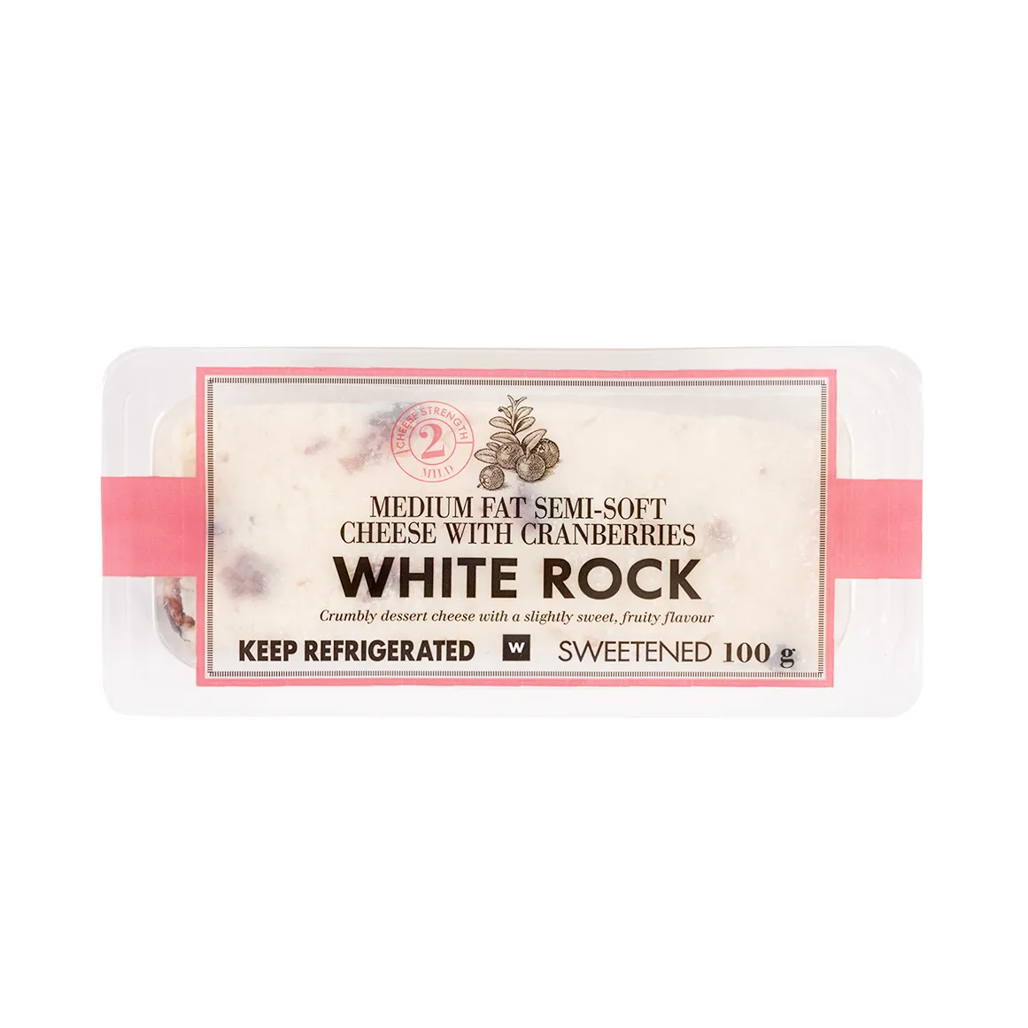 White Rock Medium Fat Semi-Soft Cheese with Cranberries 100 g