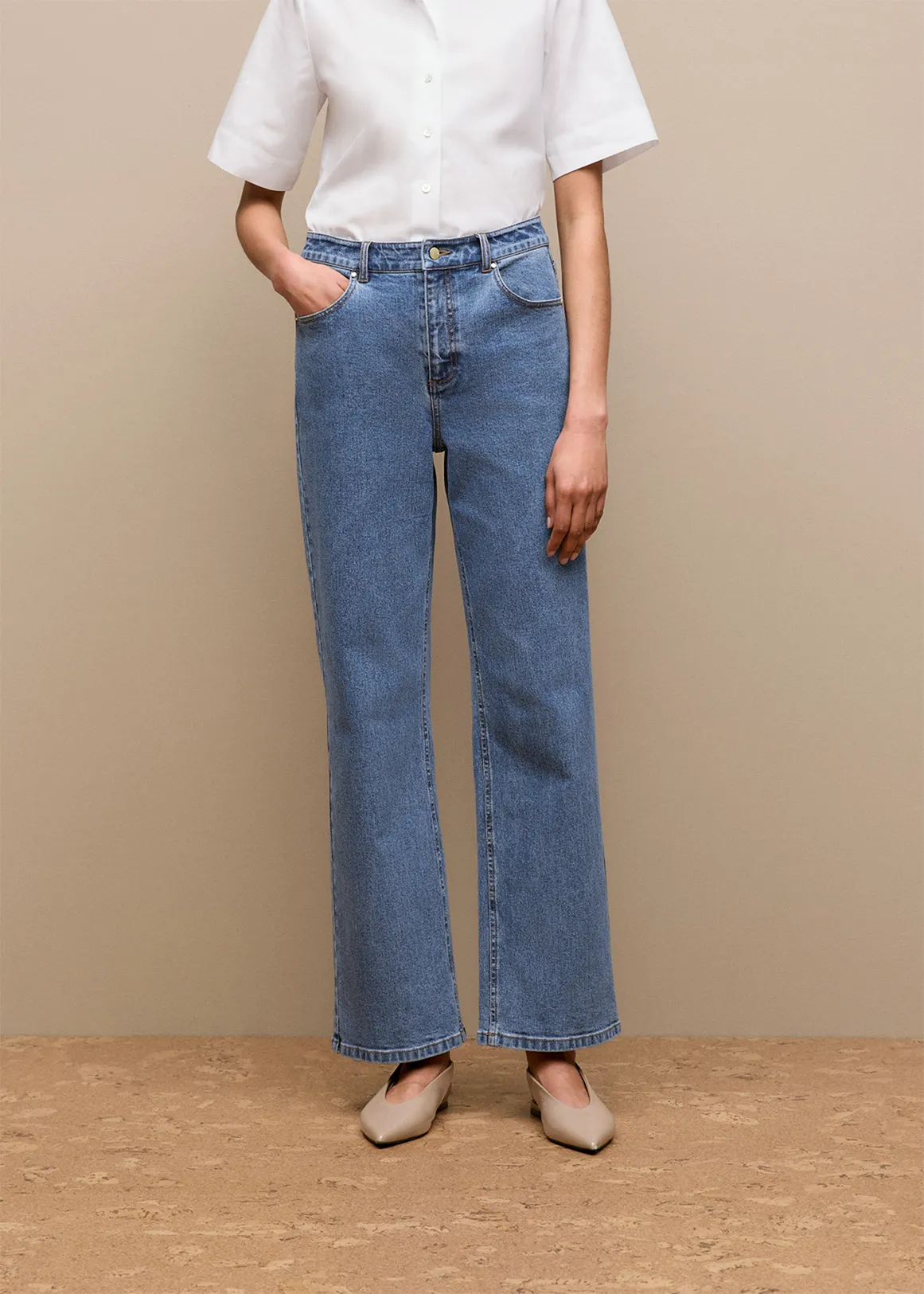 Wide Leg Jean - MID BLUE