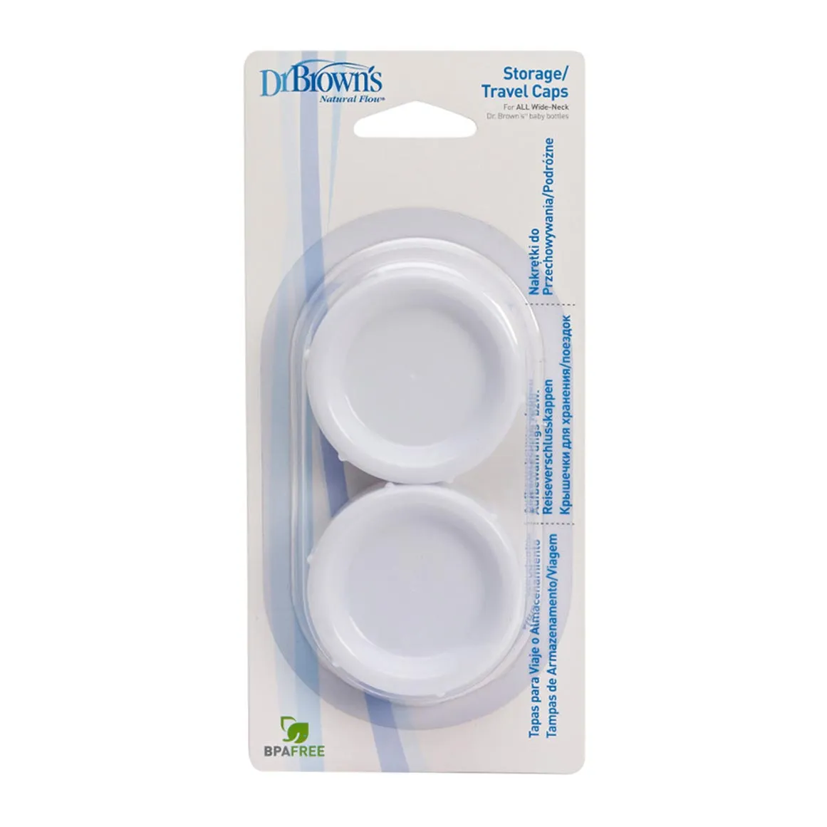 Wide Neck Baby Bottle Travel Caps 2 Pack - WHITE