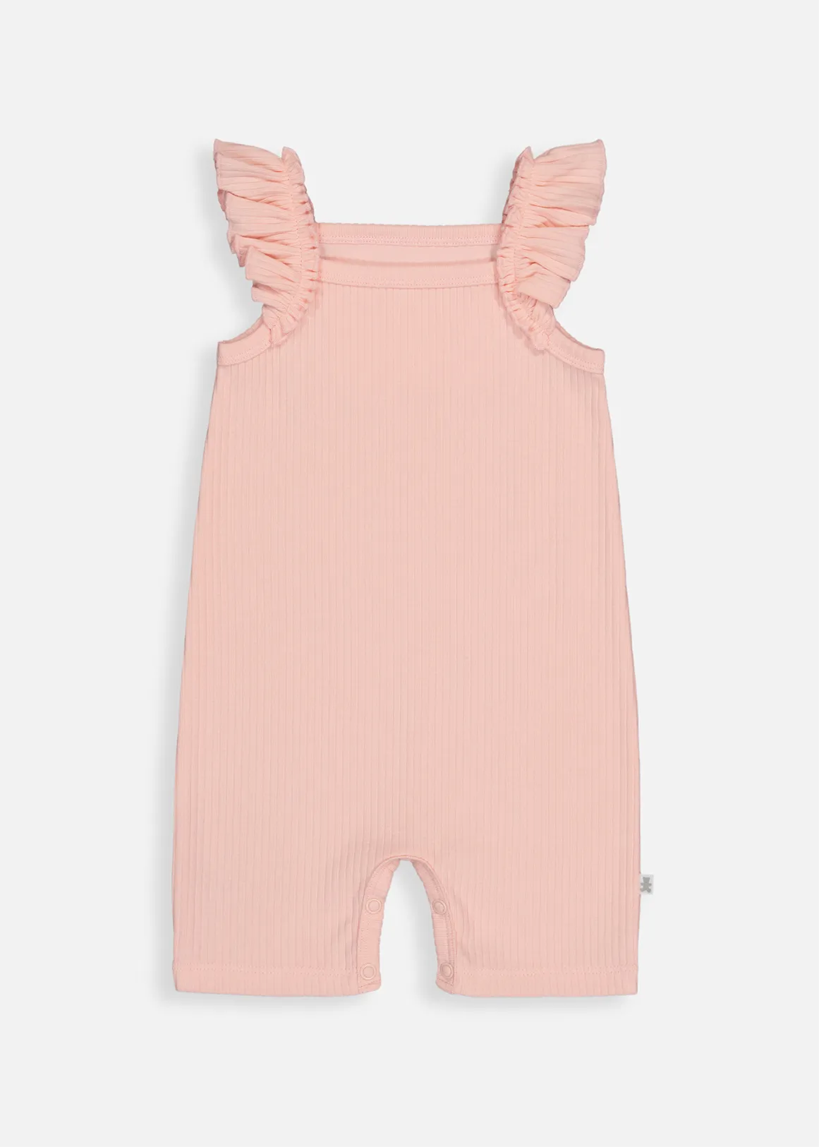Wide Rib Frill Romper - LIGHT PEACH