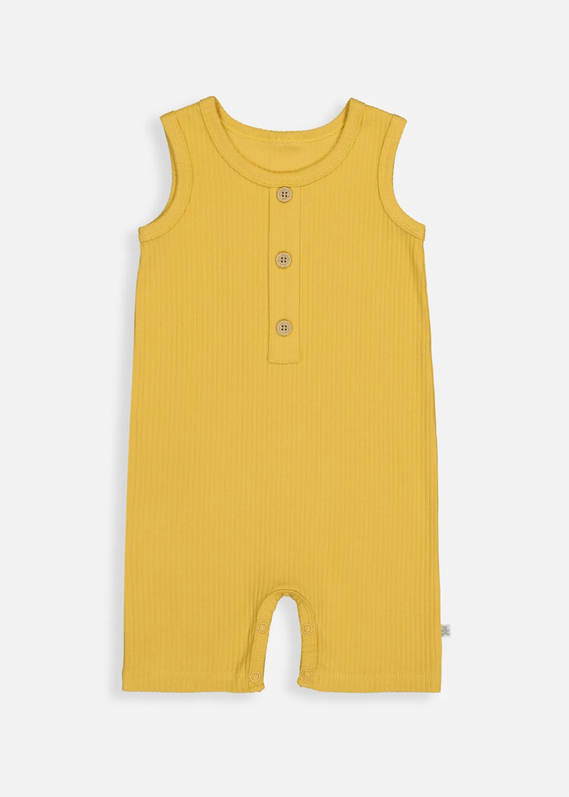 Wide Rib Henley Romper - OCHRE