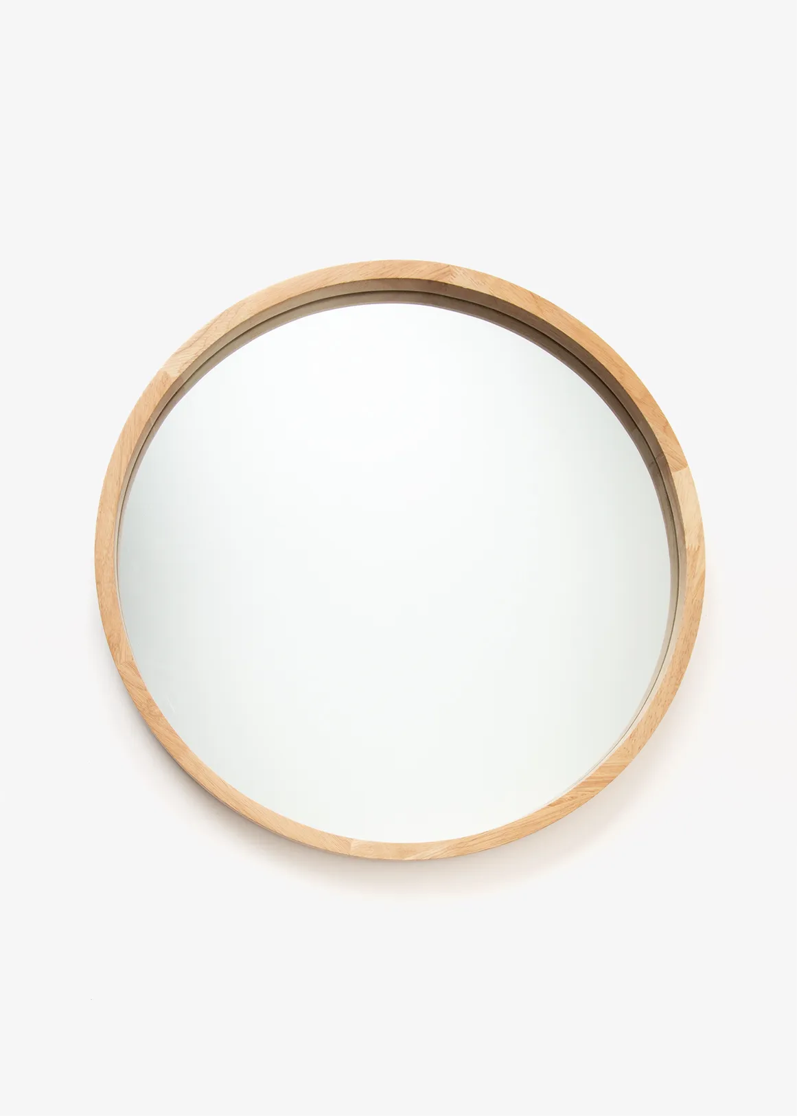 Wood Frame Round Mirror - X NATURAL