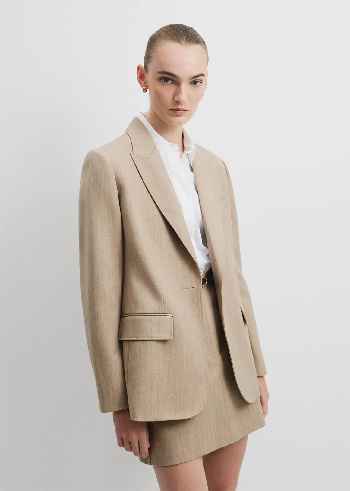 Wool Blazer - BUFF MARLE