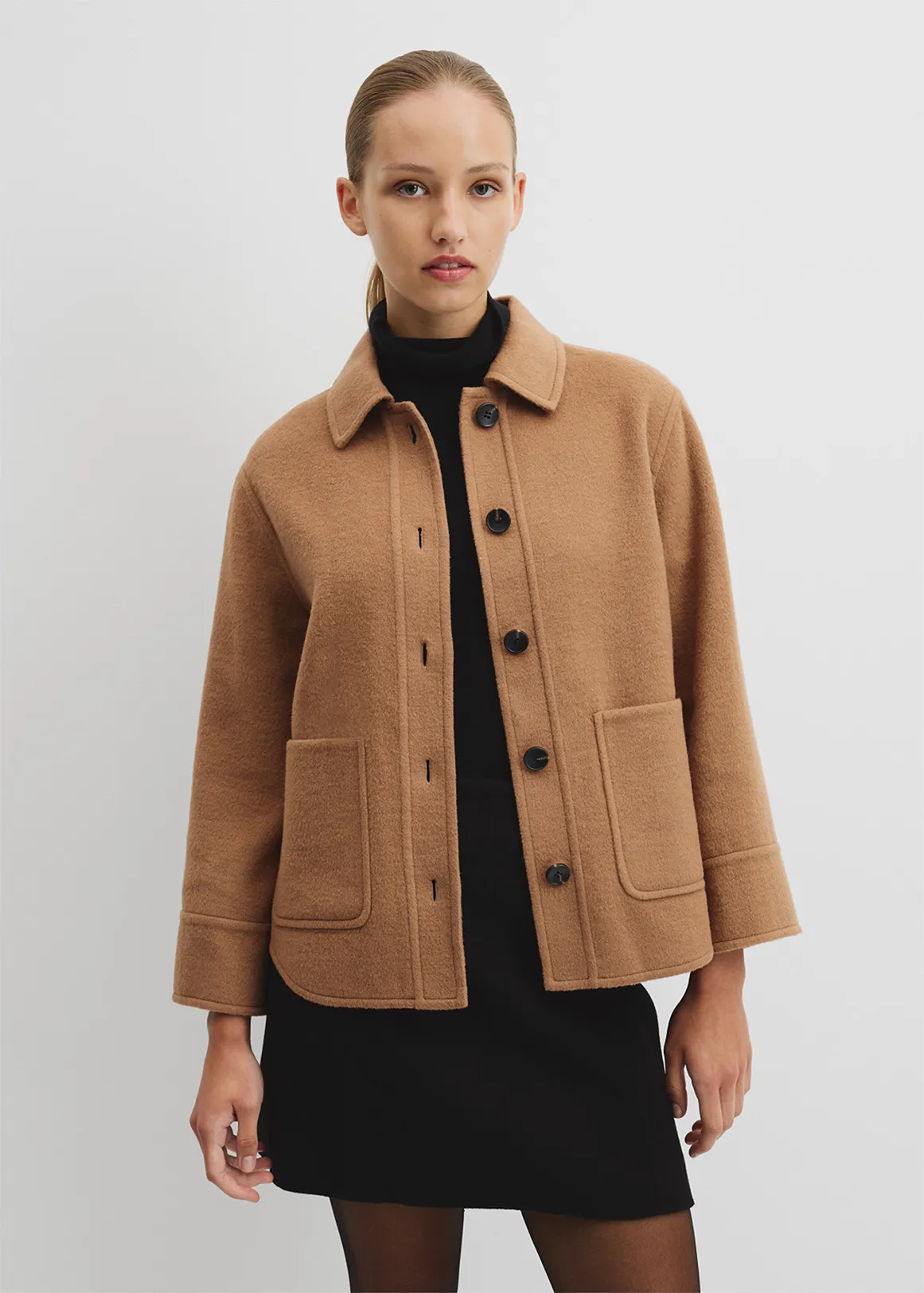 Wool Blend Lightweight Jacket - SOFT CAMEL