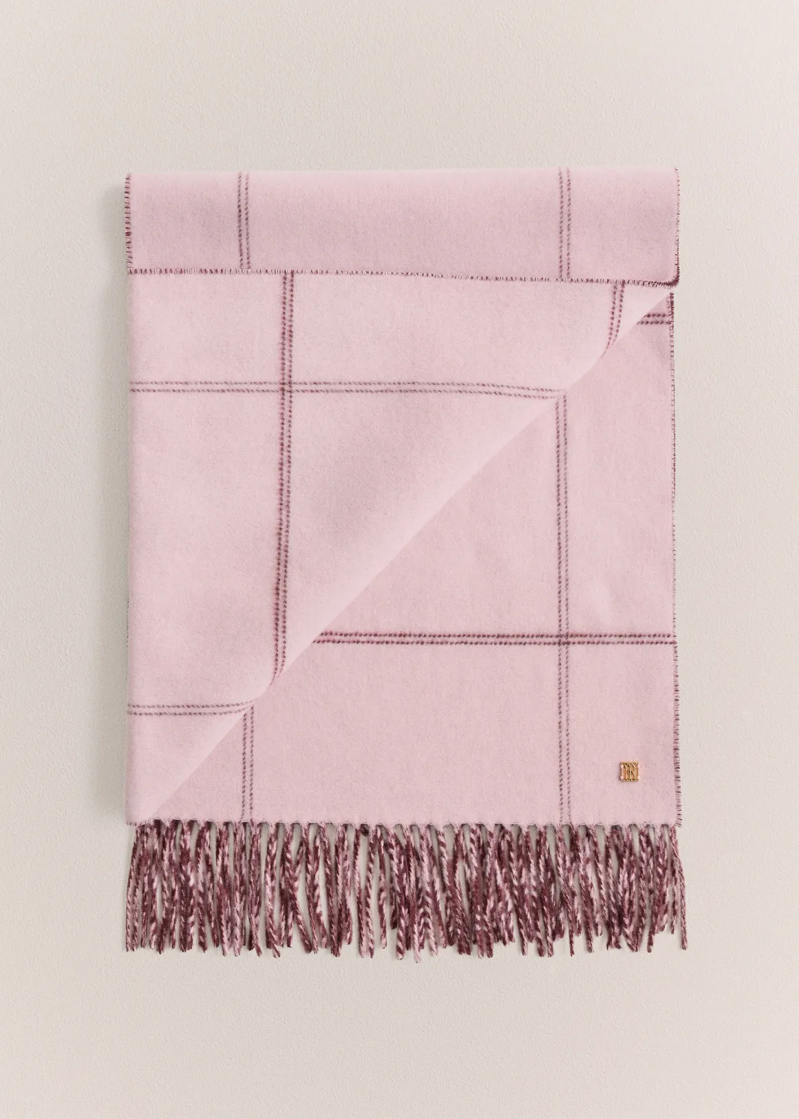 Wool Check Reversible Scarf - LIGHT BLUSH