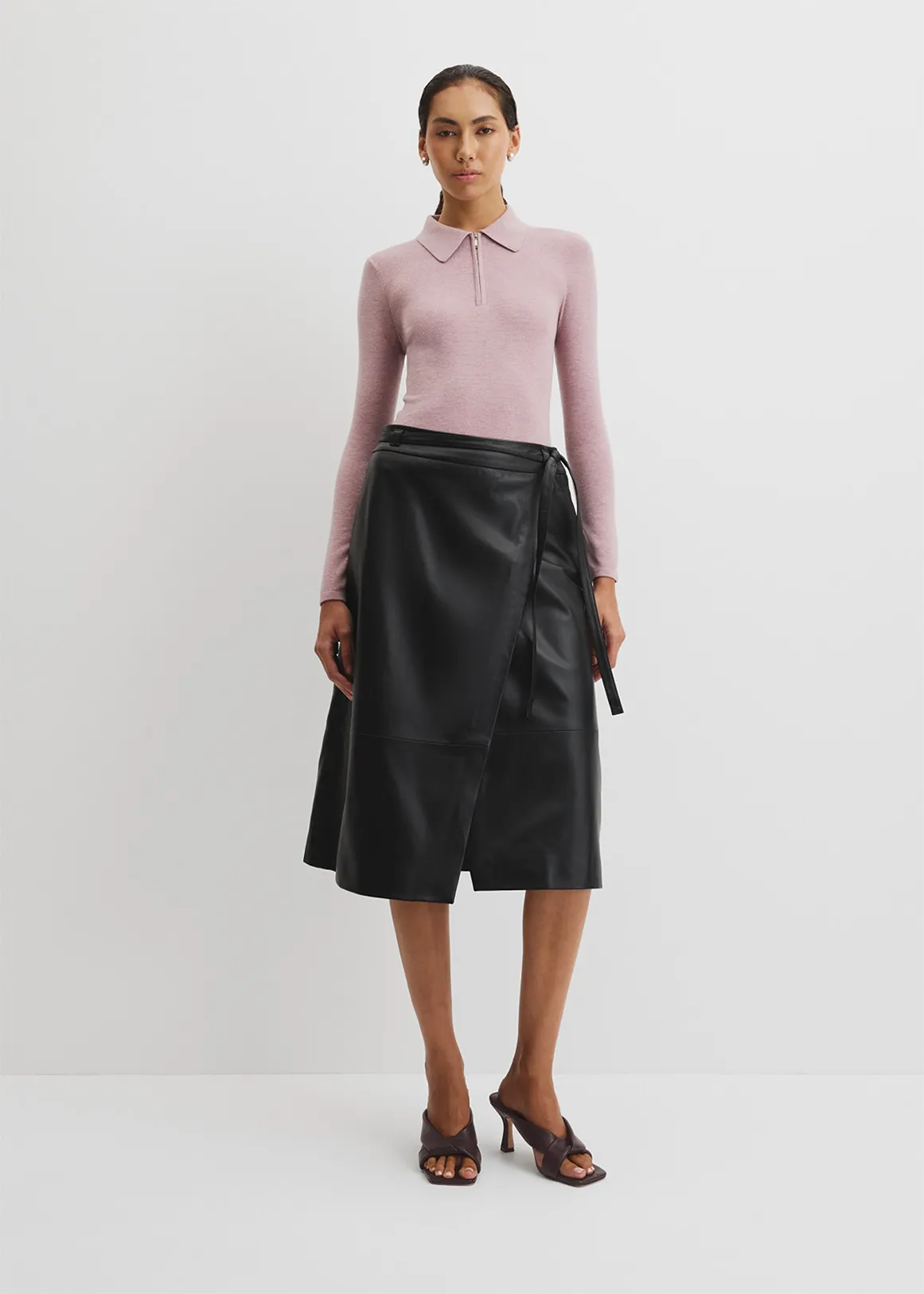 Wool Silk Collared Knit - GERANIUM
