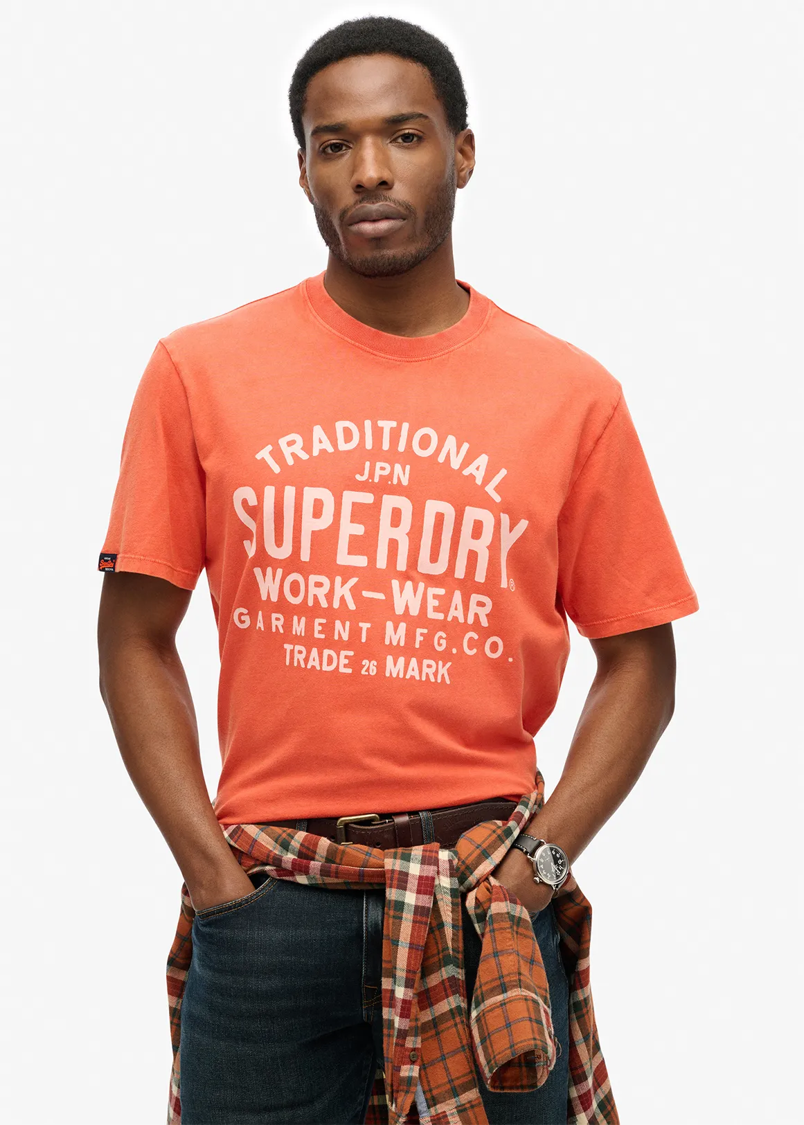 Workwear Flock Graphic T-Shirt - ORANGE