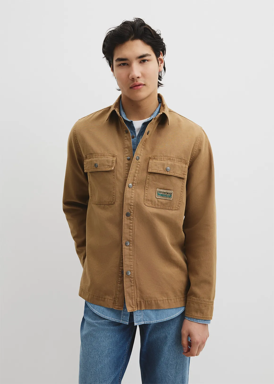 Workwear Garment Dyed Canvas Overshirt - TAN