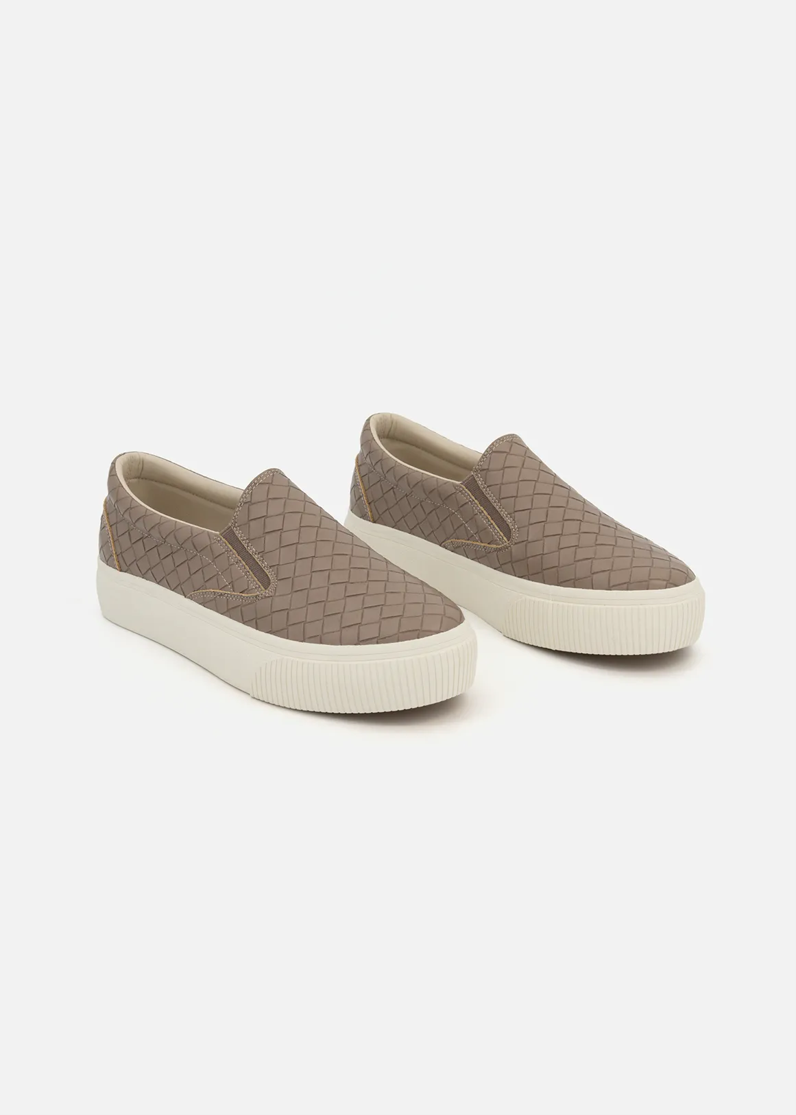 Woven Slip-on Platform Sneakers - TAUPE