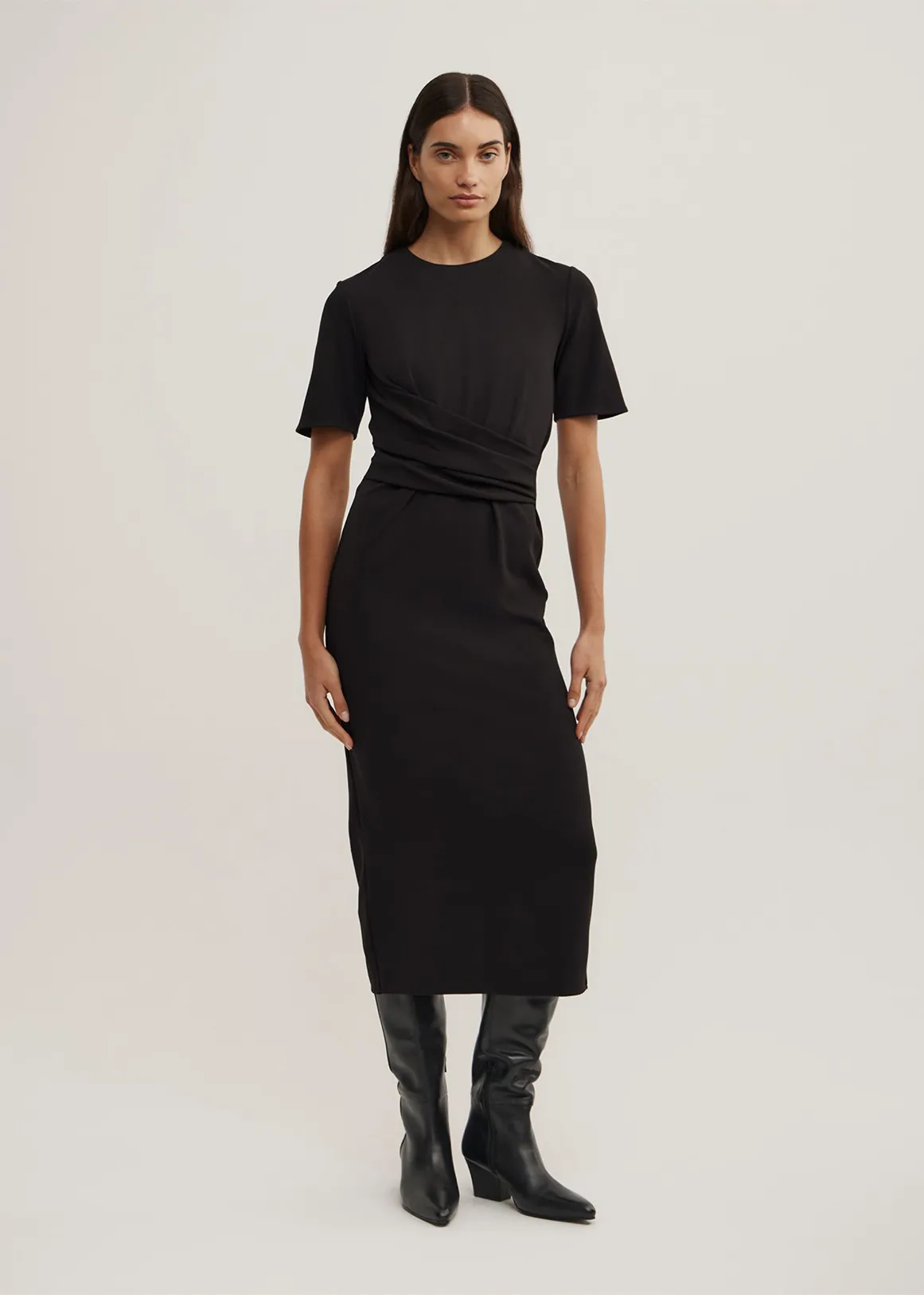 Wrap Detail Dress - BLACK