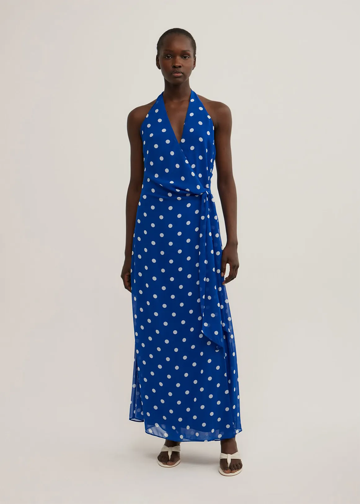 Wrap Halter Dress - COBALT SPOT