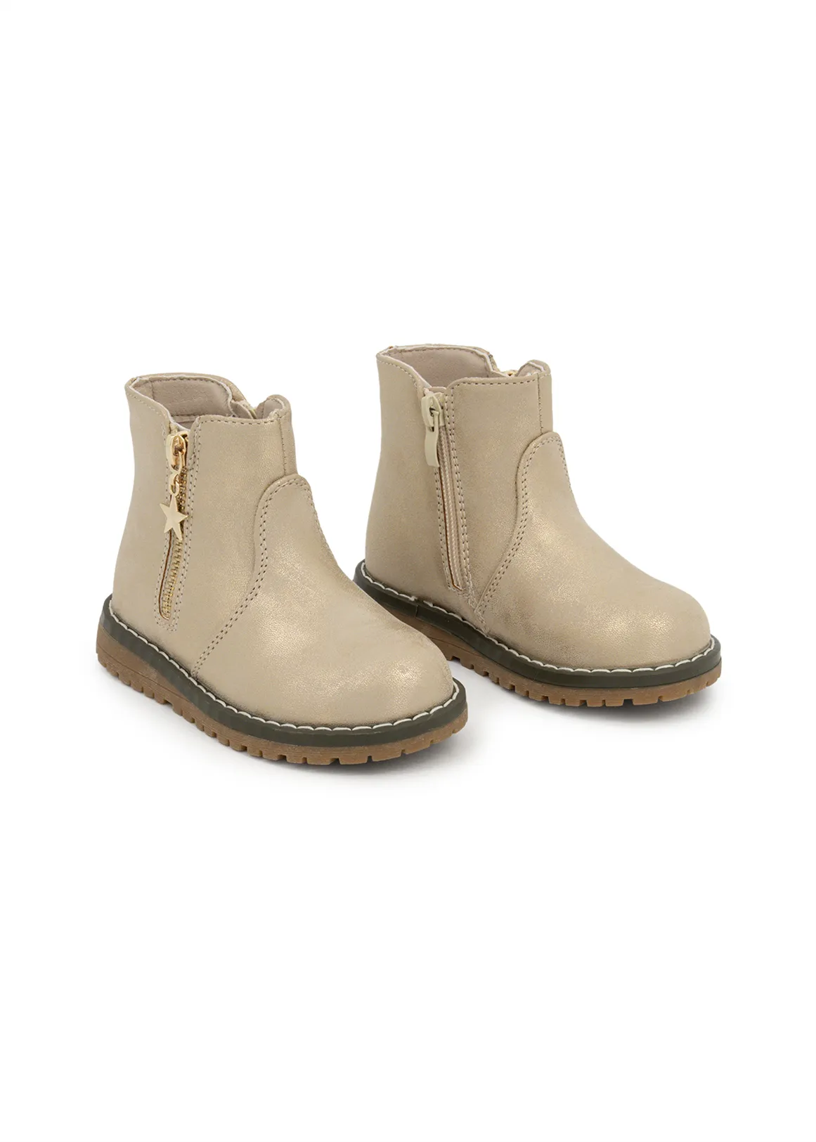 Zip Detail Chelsea Boots (Size 5-13) Younger Girl - GOLD