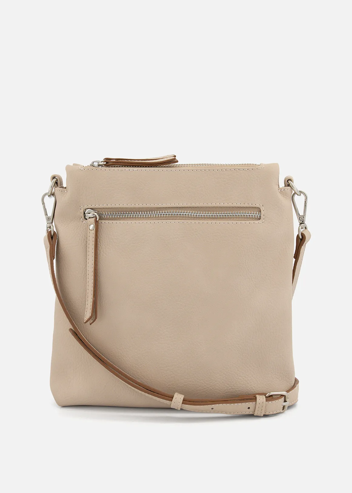 Zip Detail Crossbody Bag - NATURAL