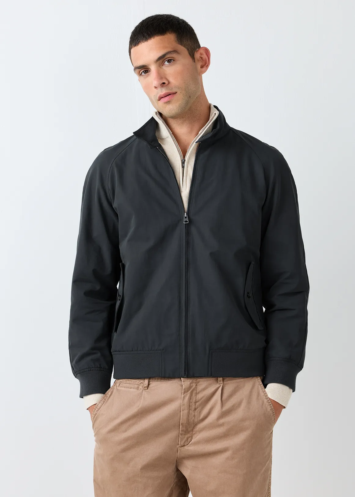 Zip-up Harrington Jacket - NAVY