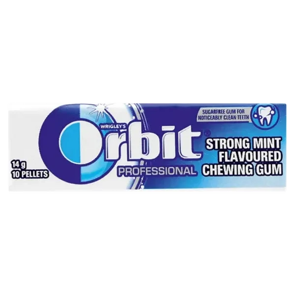 Orbit Professional Strong Mint Flavoured Sugar Free Chewing Gum 10 Pack