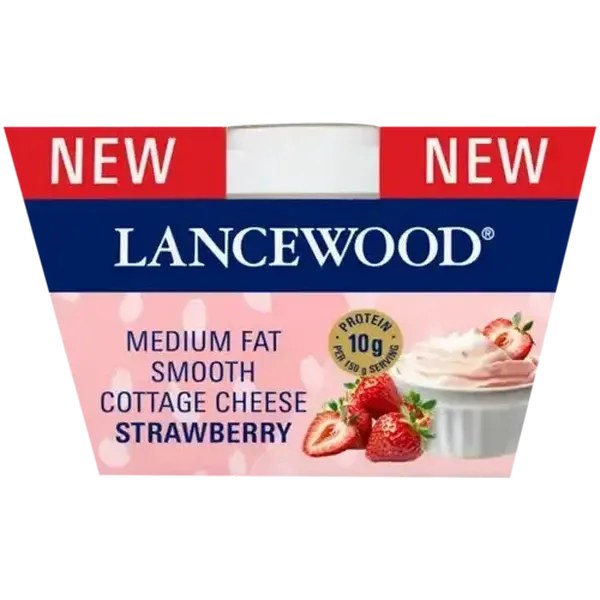 LANCEWOOD Strawberry Medium Fat Smooth Cottage Cheese 150g
