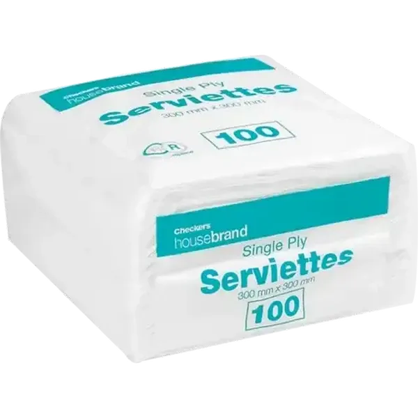 Checkers Housebrand Single Ply Serviettes 100 Pack