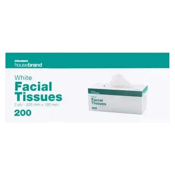 Checkers Housebrand White 2 Ply Facial Tissues 200 Pack